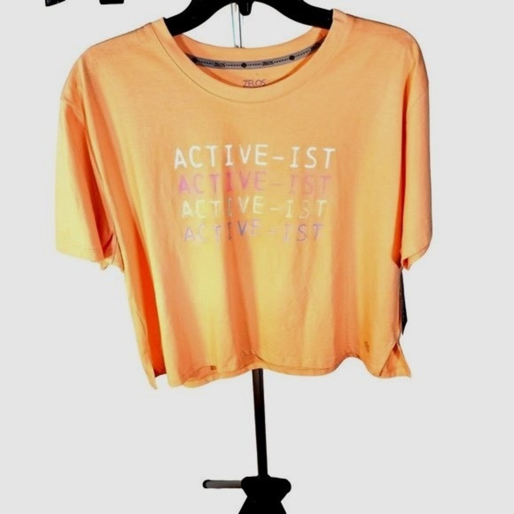 Zelos Orange Active-Ist Slogan Fitness Tee Loose Fit Size Large